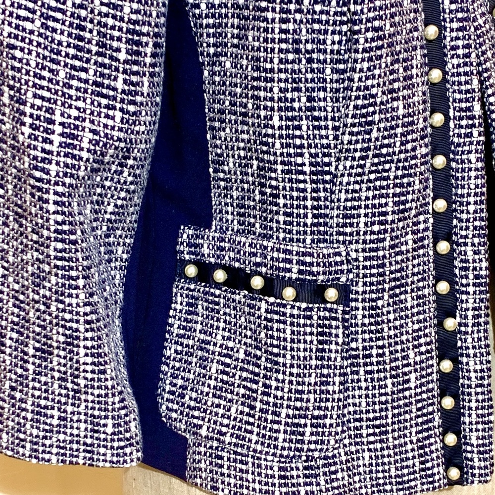 🔥NeW🔥 NWT White House Black Market Tweed & Faux Pearl Jacket - Sz 6 - Picture 12 of 16